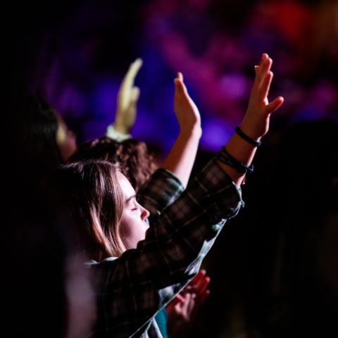 Student in worship