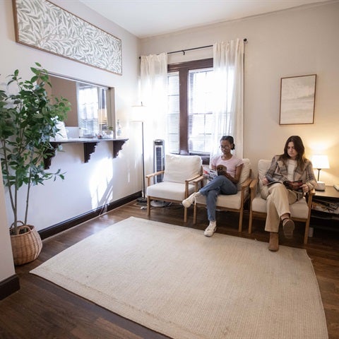 Therapy clients in a waiting room