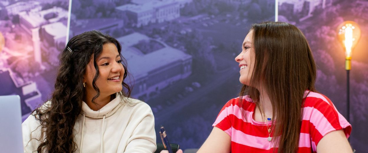 Two female students in the Center for Vocational Discovery