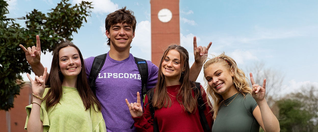 Students at belltower