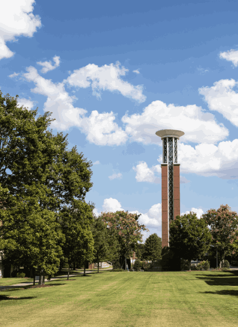 Lipscomb University lawn and belltower