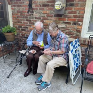 Retiree Leslie Wyatt at summer dinner