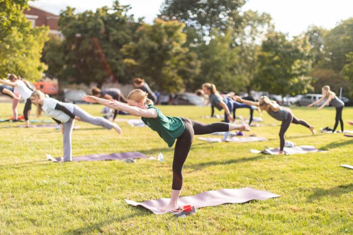 Yoga class on the grass