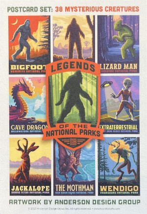 ADG's postcard designs for the legends of the national parks