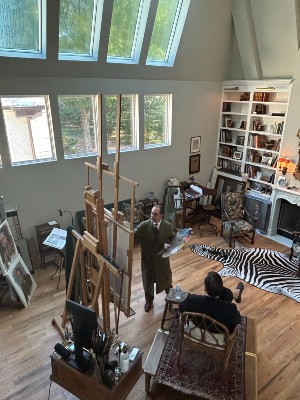 Michael Shane Neal painting in his Nashville studio