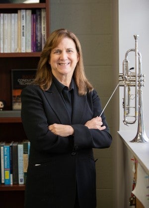 Wendy Matthews Portrait with trumpet
