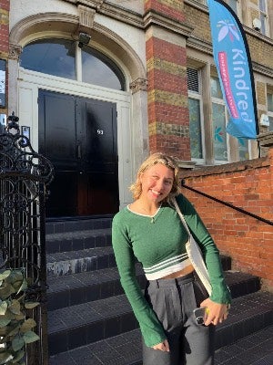 Student Liv Smith on the first day of her internship