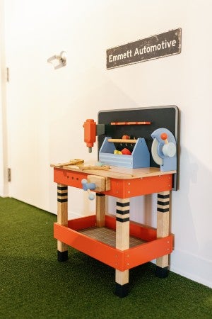 The pretend work bench at Music Sippy Social