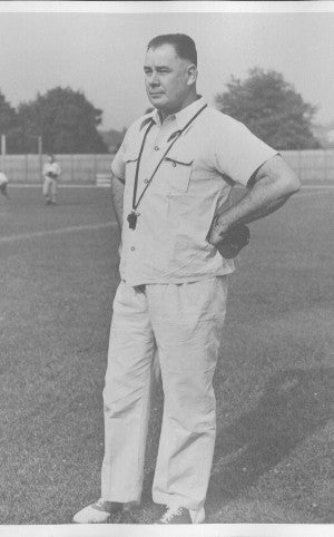 A historic photo of Neyland on the sidelines coaching