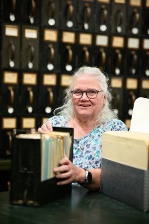 Carol Roberts in the Bedford County Archives