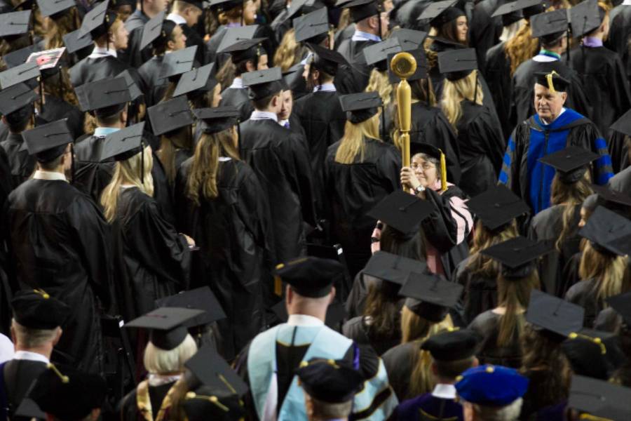 Provost Bledsoe processing into commencement. 