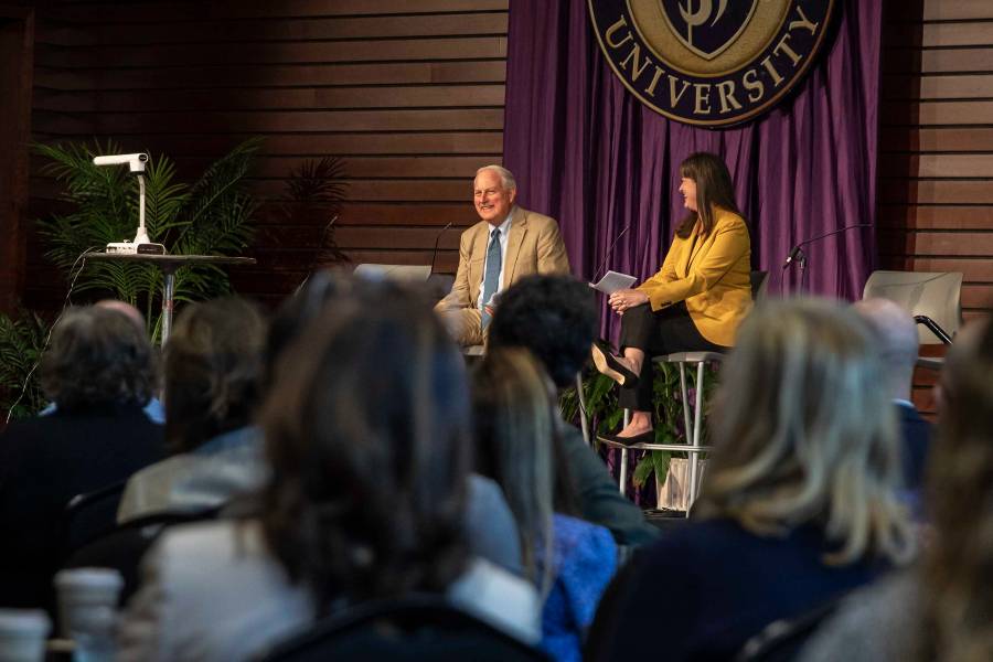 Bledsoe at the opening faculty meeting in August 2022. 