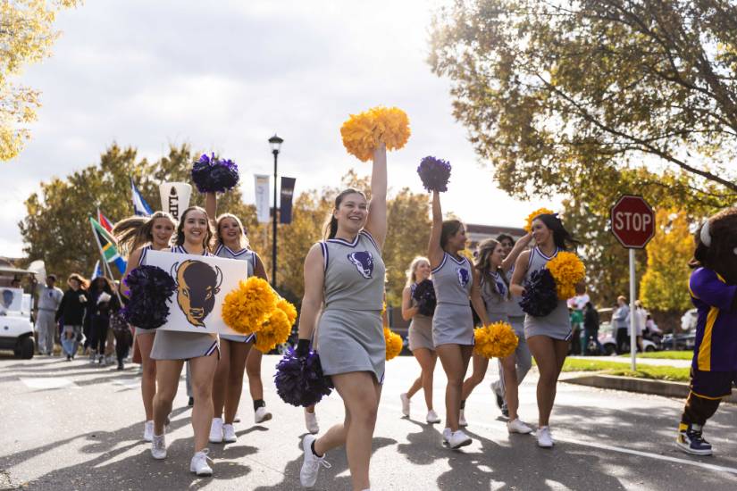 cheerleaders on campus