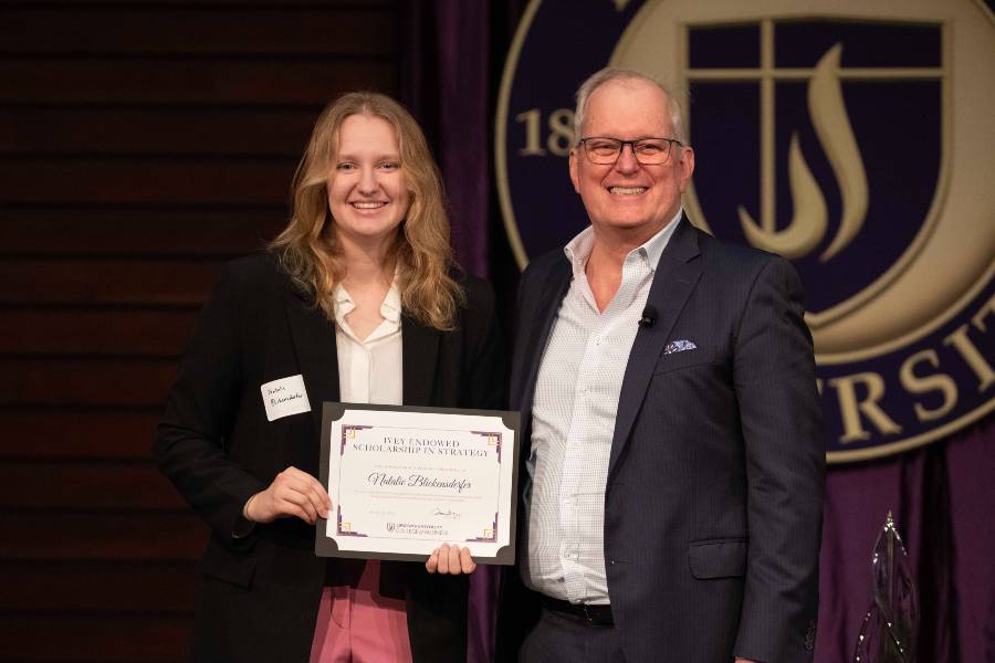Natalie Blickensdefer was named the inaugural recipient of the Ivey Endowed Scholarship in Strategy.