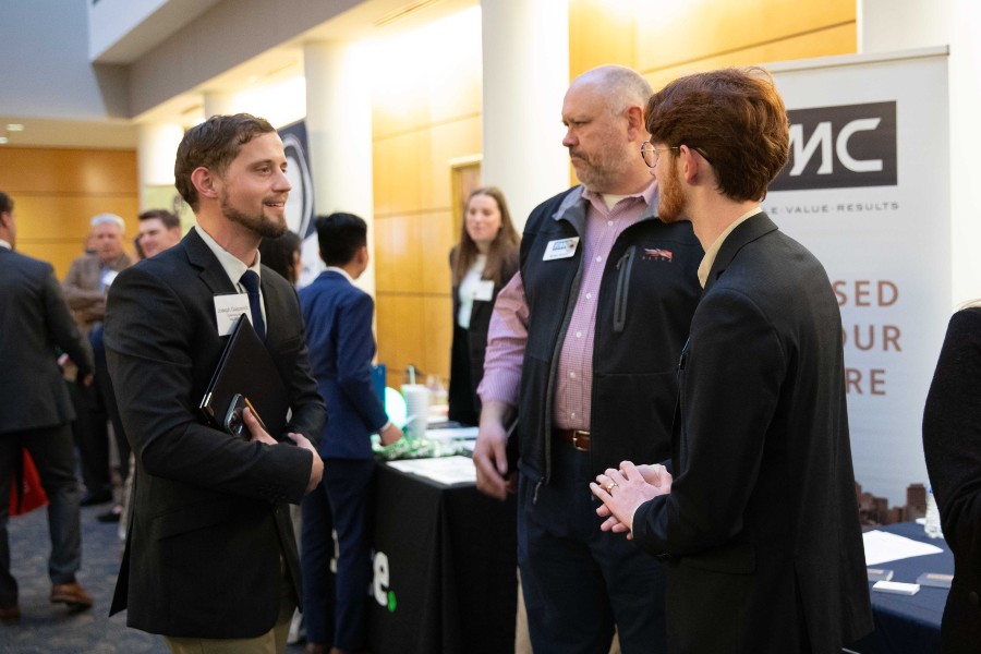 Students and accounting firms interacting at a career fair on Lipscomb's campus.