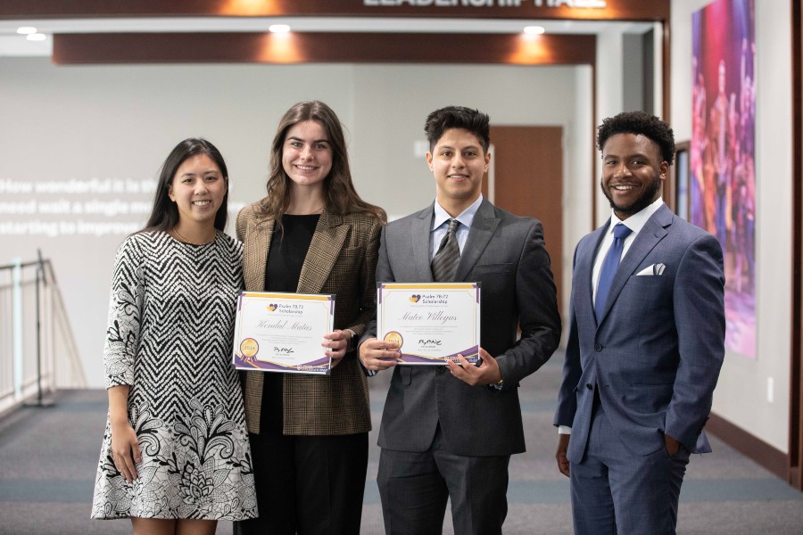 Bennie Harris with scholarship winners