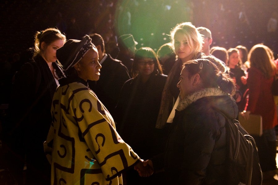 Guest Speakers Naomi Tutu with students in the Arena