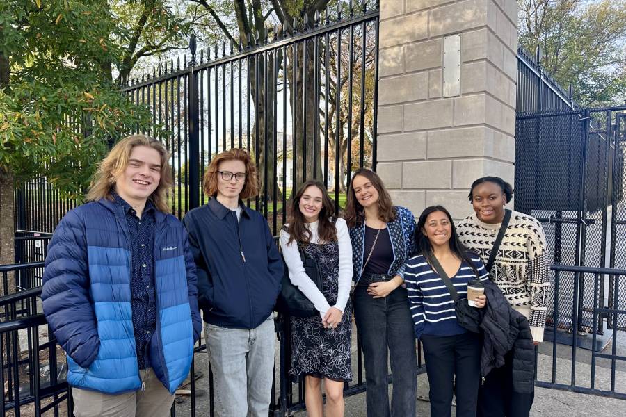 Students walking in DC. 