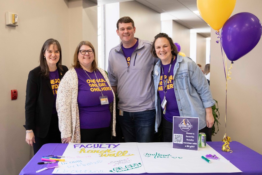 Lipscomb President Candice McQueen and faculty at a Giving Day booth