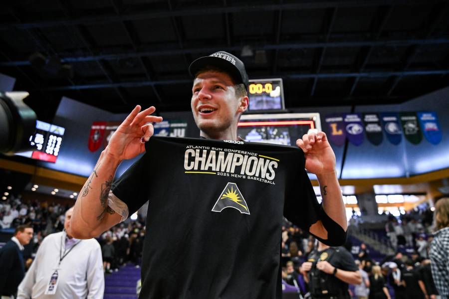 Joe Anderson with ASUN tournament shirt