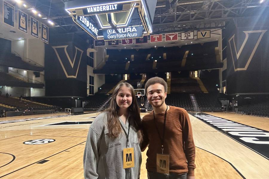 Alaina Morris and Brandon Bigsby on assignment at Vanderbilt. 