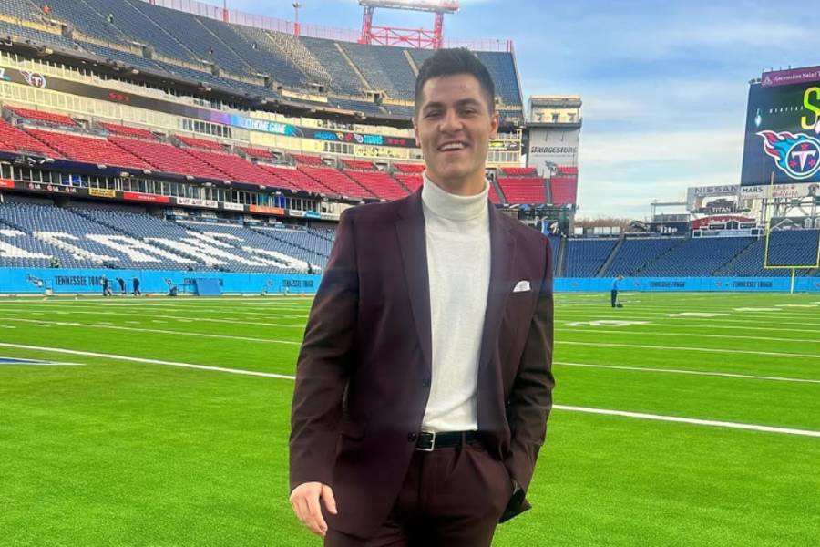 Sam Phelan in Nissan stadium. 