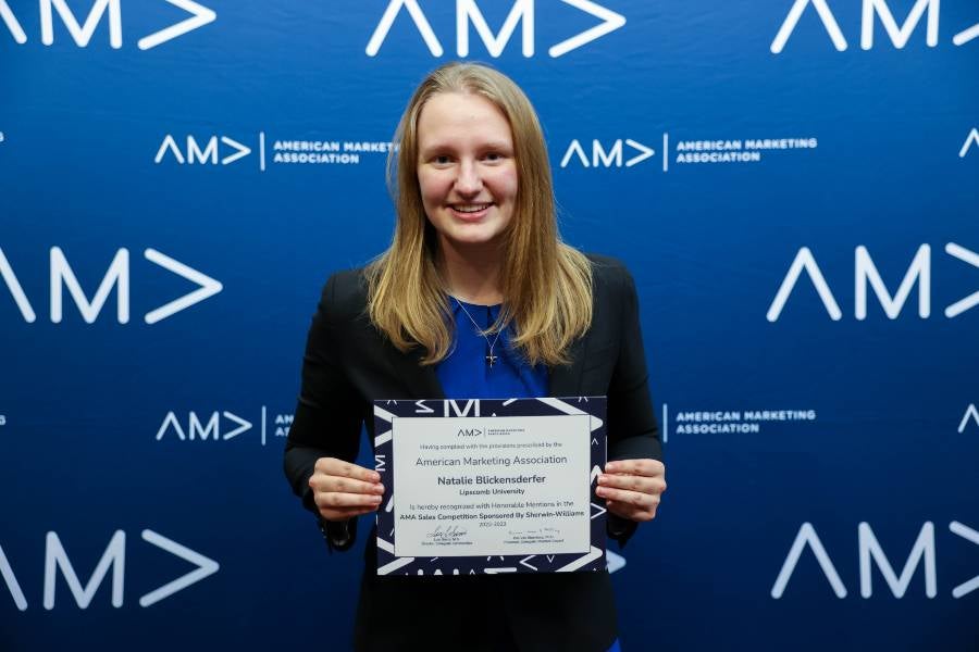 Natalie Blickensderfer with certificate
