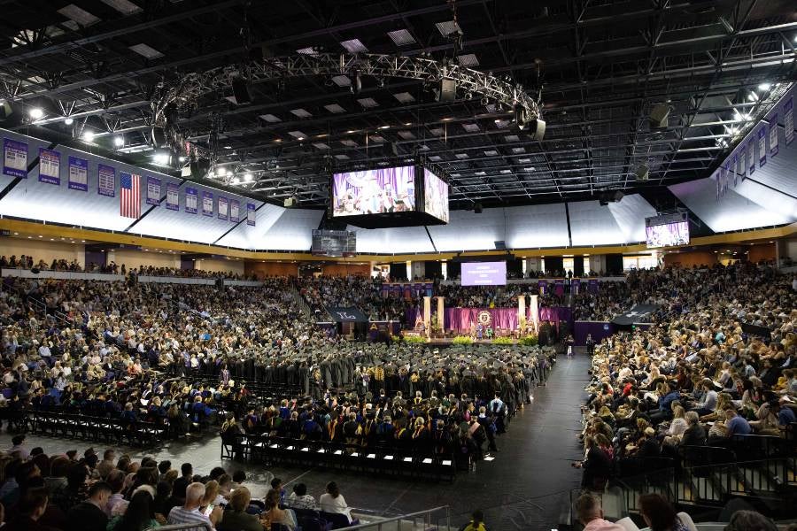 Graduation crown in Allen Arena
