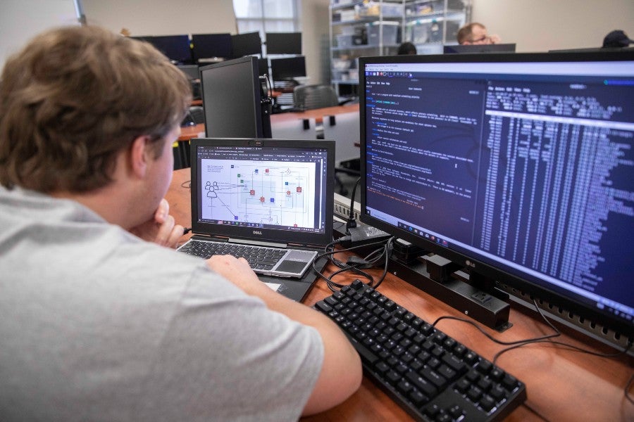 Students in a cybersecurity class
