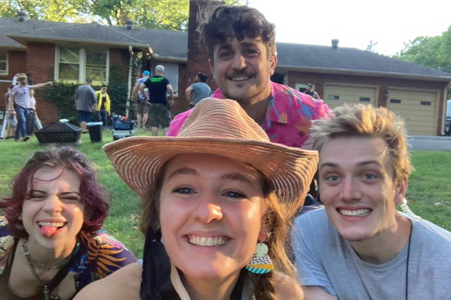 David King with other crew on the set of SKETCH.