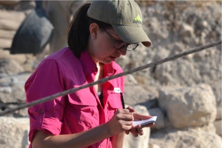 Doctorate graduate Charissa Wilson onsite at Tel Gezer