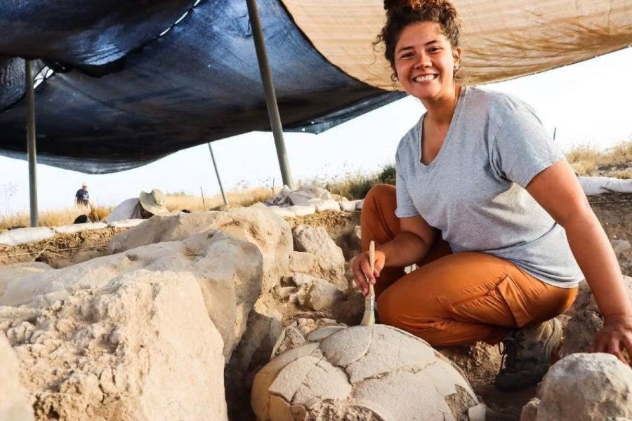 Master's graduate Evie Wilson at Tel Burna dig site