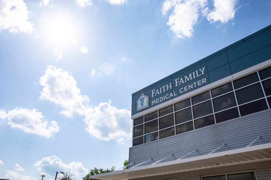 The exterior of the Faith Family Medical building