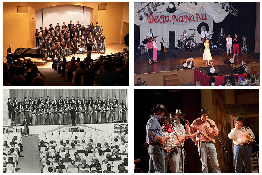 Photos of students choirs and concerts at Homecoming over the years
