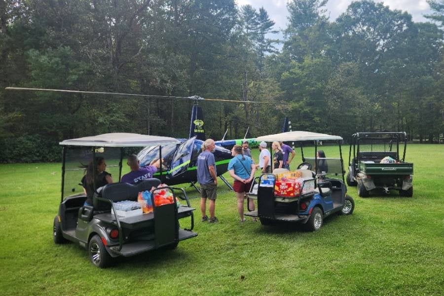 Supplies are brought in by helicopter to the Appalachian Christian Camp, located in Unicoi. Photo courtesy: Aaron Morris