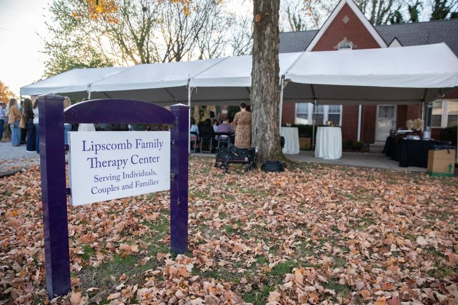Therapy center building and the reunion tent