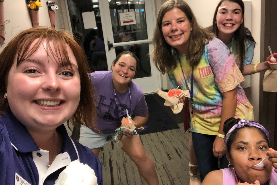 Abigail Hardage and IDEAL students during her time at Lipscomb