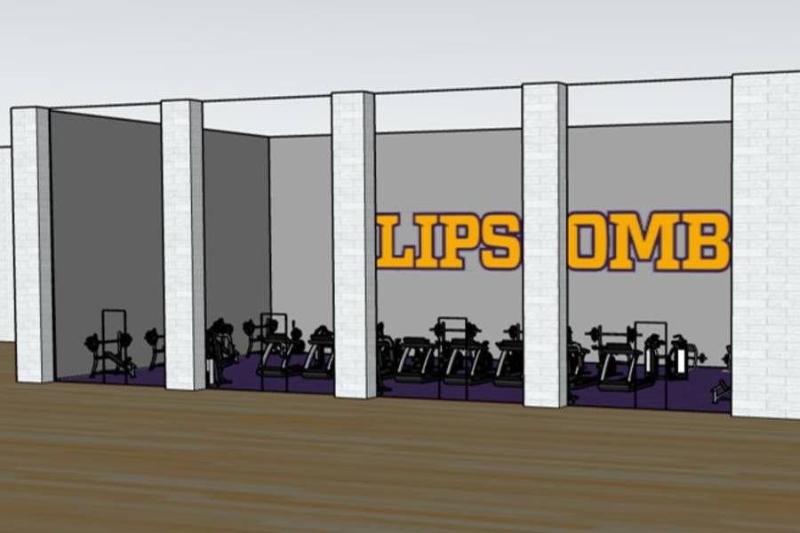 Rendering of outside of weight room renovation in Lipscomb's SAC.