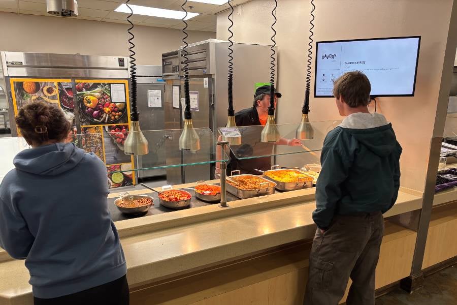 Students eating in Bison Cafe