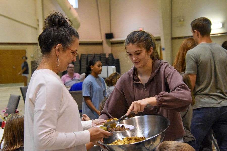 Members of Sulphur Well church serving food