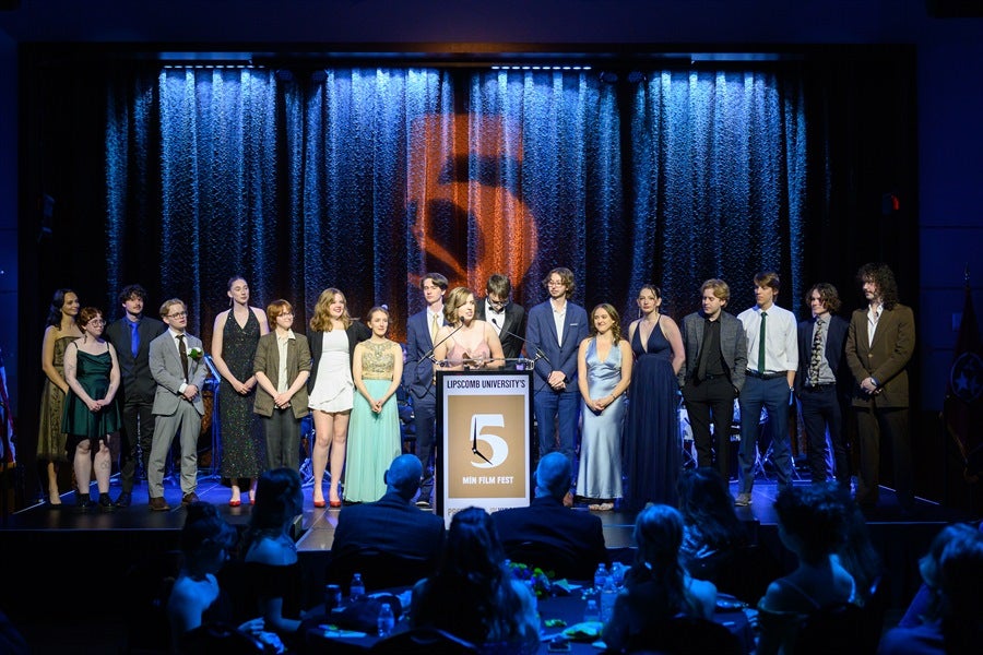 many people on stage at the 5mff awards ceremony