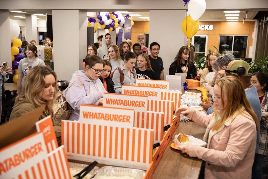 Students getting Whataburgers at the end of the night