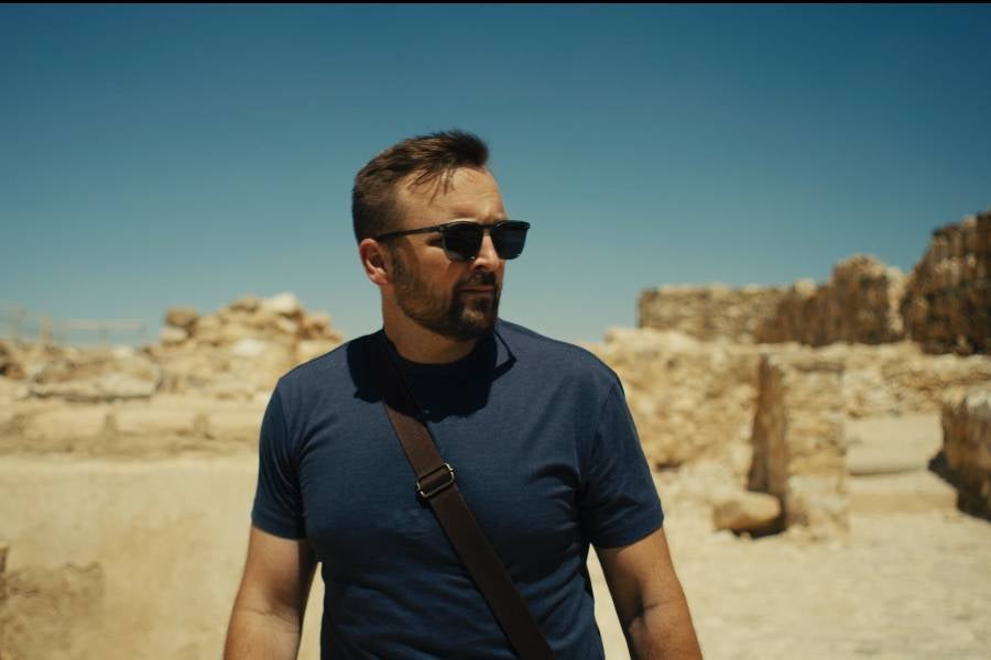 Chris McKinny in Israel while filming the "Legends of the Lost Ark" film. 