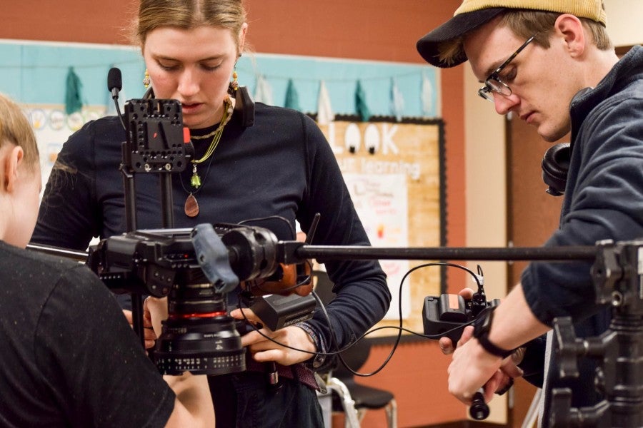 Film students working on the Dilemma films for the education program