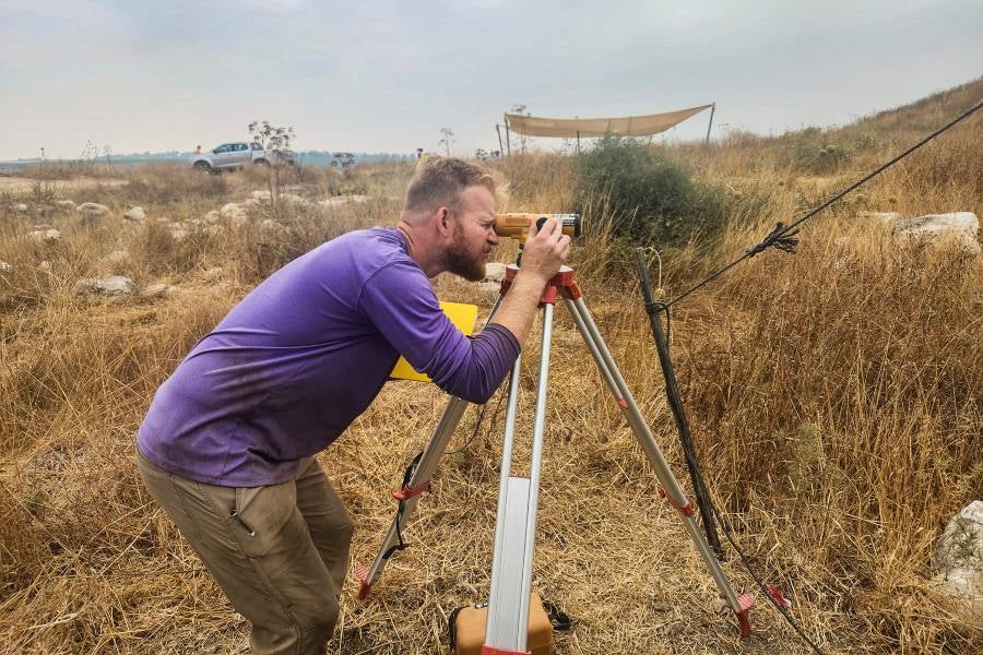 Sam Becker working on the Tel Burna excavation site