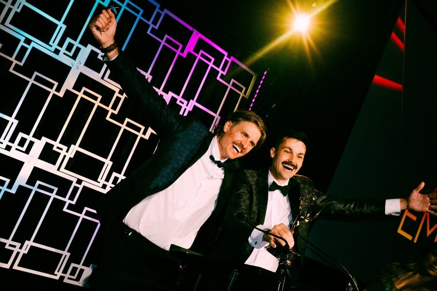 Austin & Colin on stage at the Emmy Awards