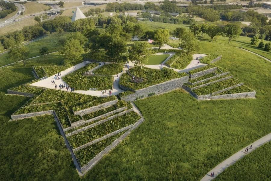 a conceptual rendering of an aerial view of the future refurbished park.