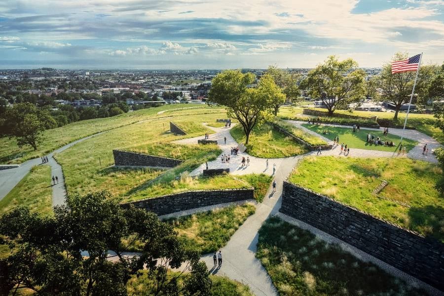 a conceptual rendering of the refurbished Fort Negley Park