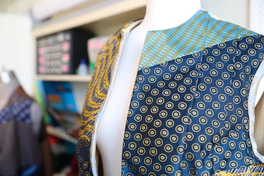 These costumes for Rosencrantz and Guildenstern was created from piecing together neckties once worn by long-time English department Chair Morris P. Landiss.