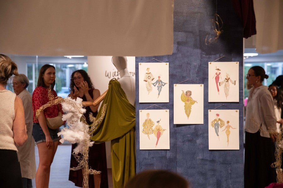 Angelina Rodriguez's design and sketches of her collection on display at the October exhibit.